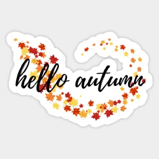 Hello Autumn Fall Time Autumn Leaves Sticker